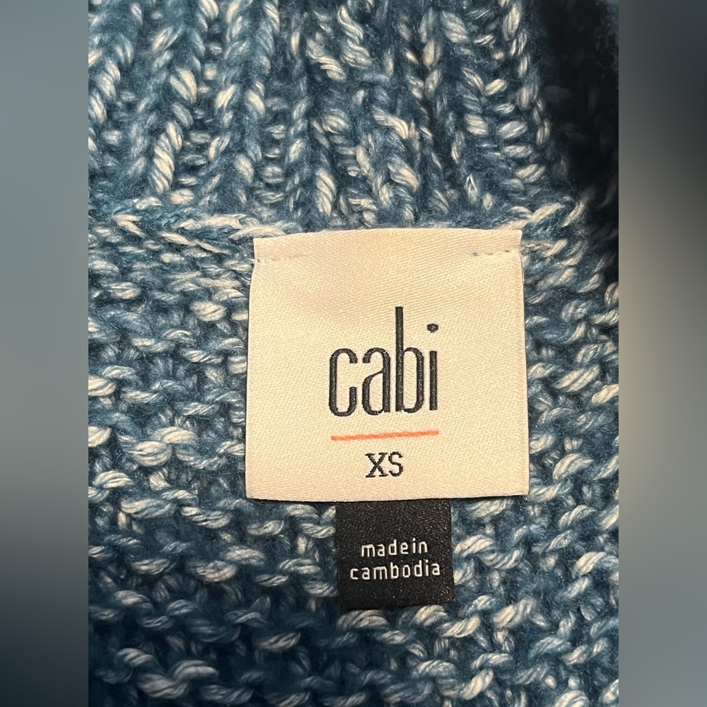 CAbi Women’s Blue/ White Astral Open Front LS Cable Knit Cardigan SweaterSize XS - Picture 8 of 13